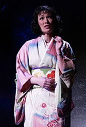 Patricia as Teruko in a Japanese kimono apprehensive about leaving Japan to be with her American husband